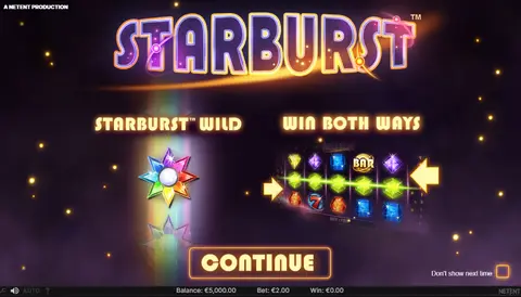 Starburst slot at Funzybets Casino