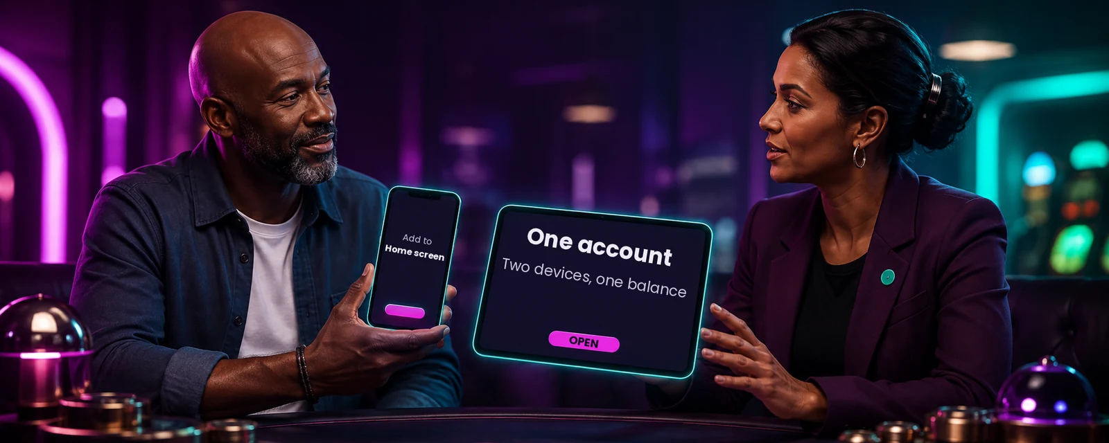 Funzybets mobile lobby on a phone and a tablet